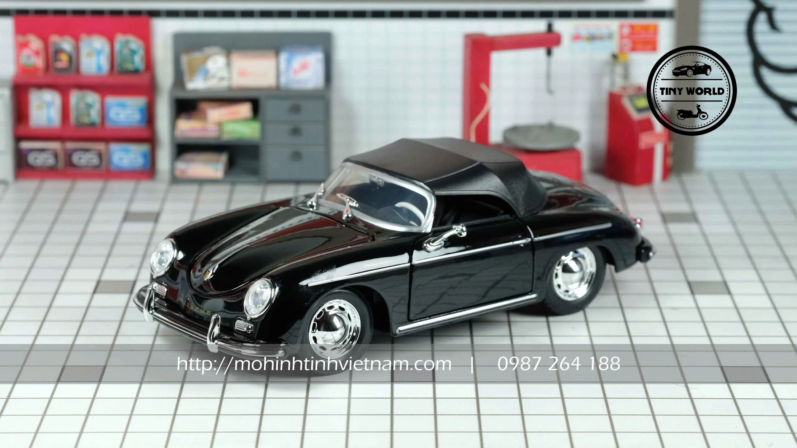 MÔ HÌNH Ô TÔ PORSCHE 356A SPEEDSTER (ĐEN) 1:24 WELLY