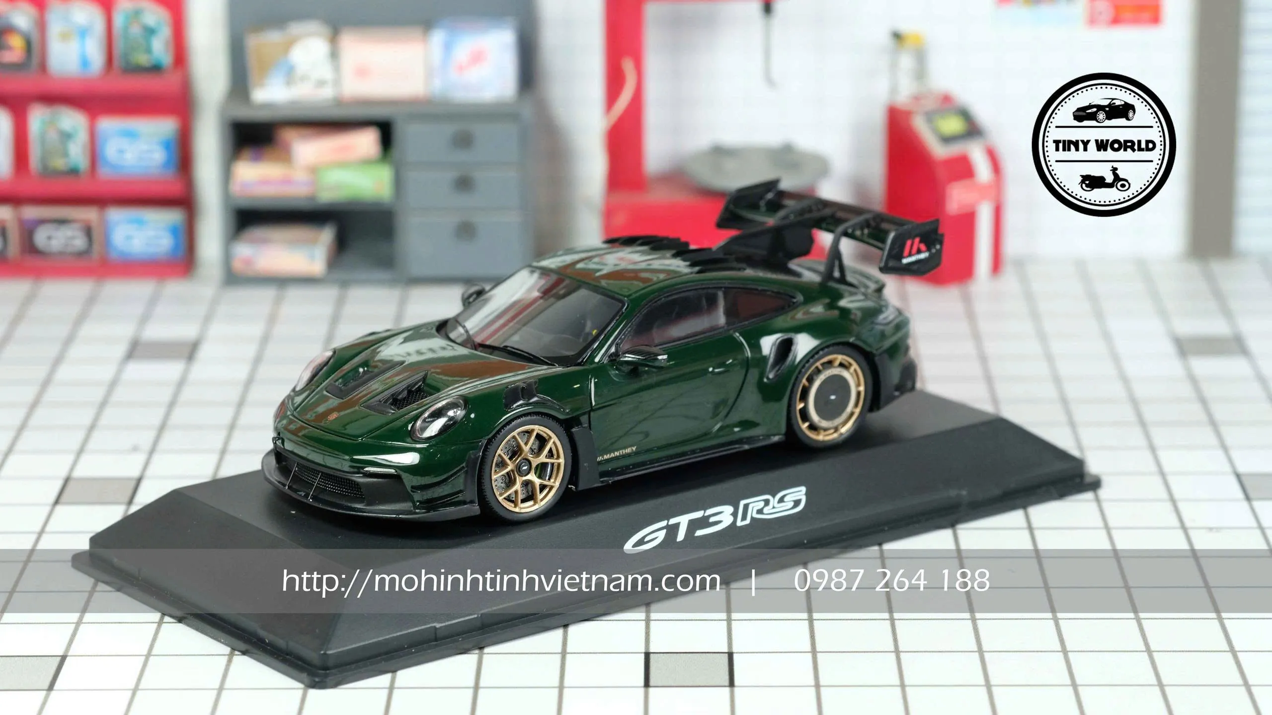 MÔ HÌNH Ô TÔ PORSCHE 911 GT3 RS (992) WITH MANTHEY KIT (XANH) 1:43 DEALER
