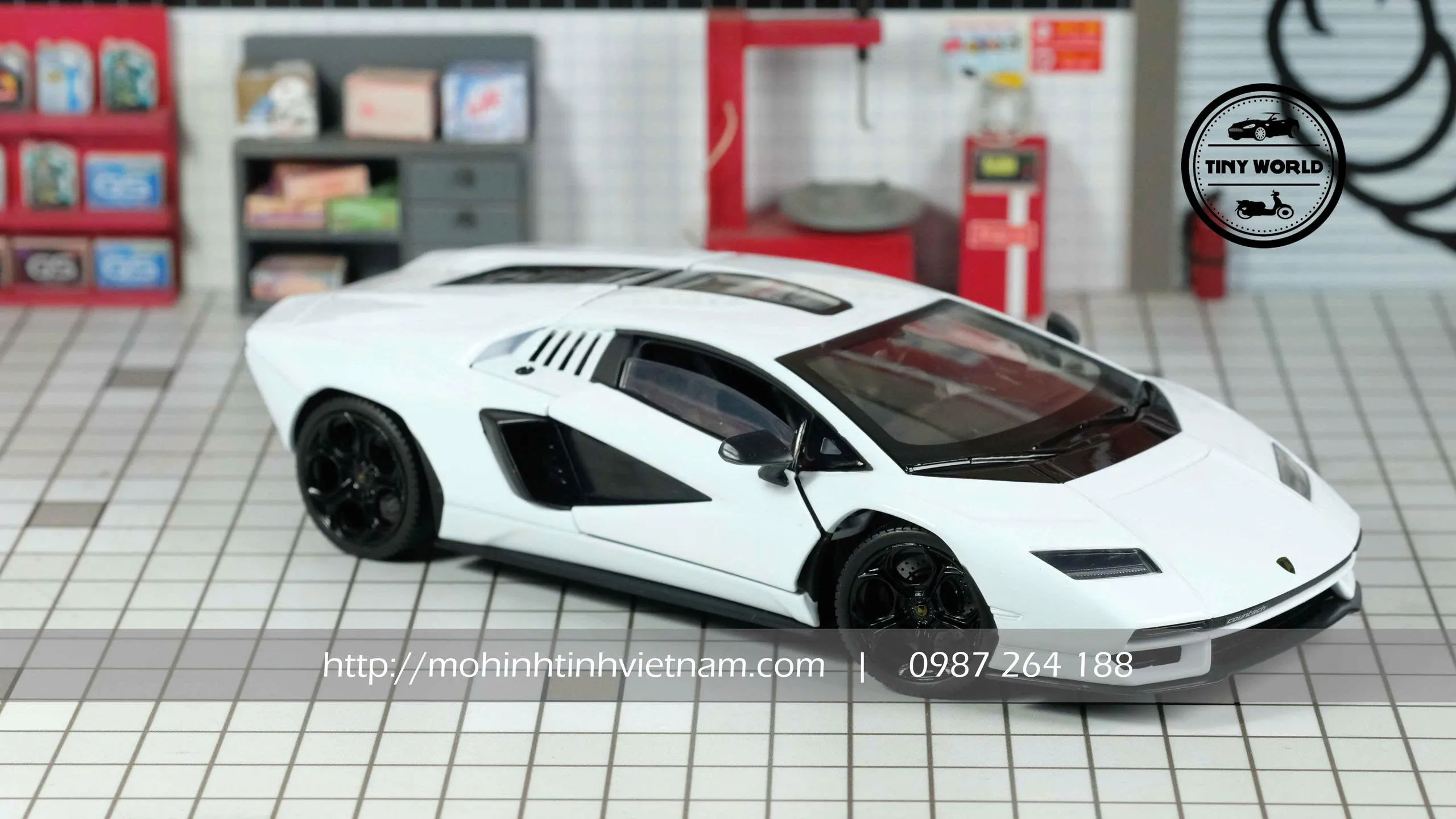 MÔ HÌNH Ô TÔ LAMBORGHINI COUNTACH LPI 800-4 (TRẮNG) 1:24 WELLY